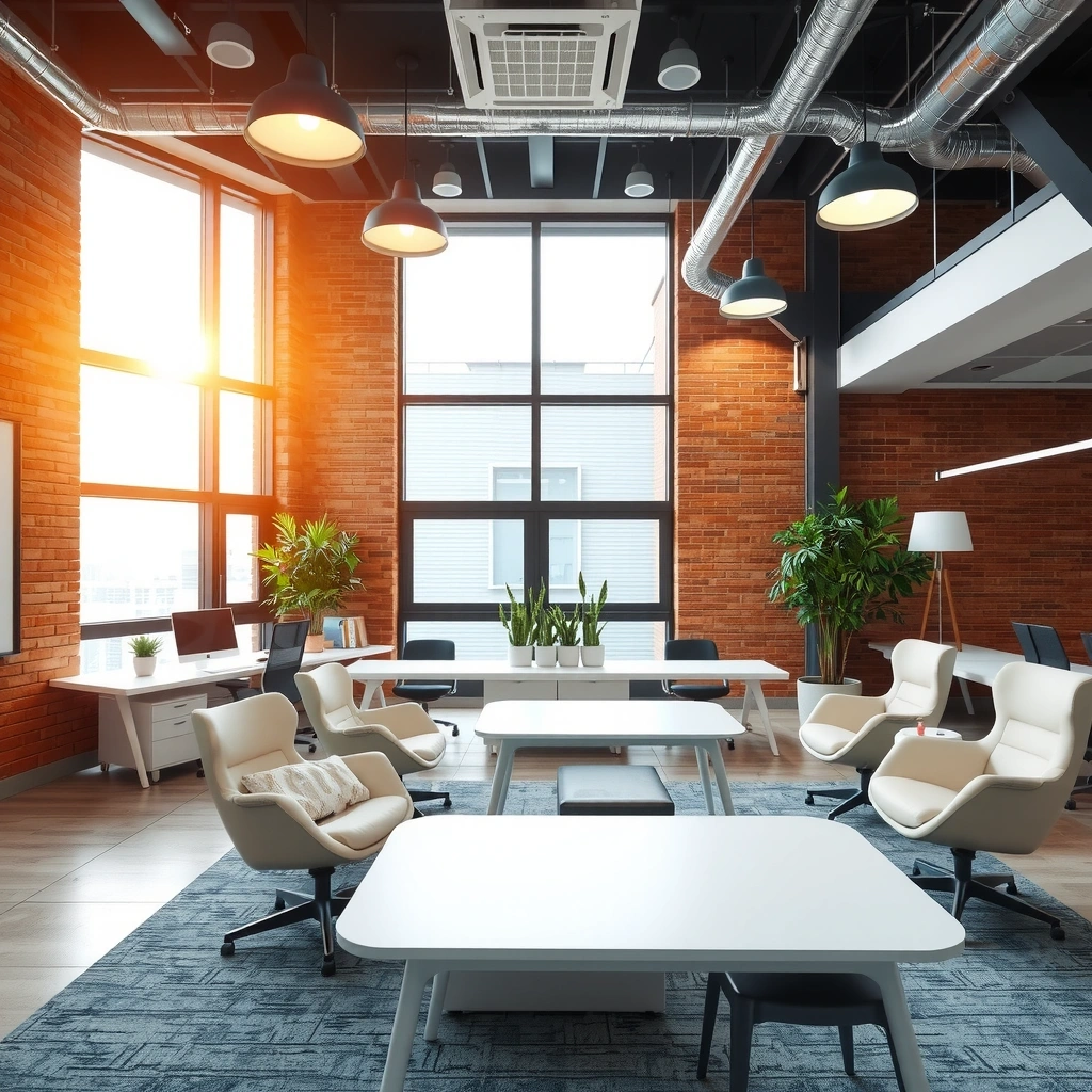 Modern office interior at IronWorks with collaborative workspace